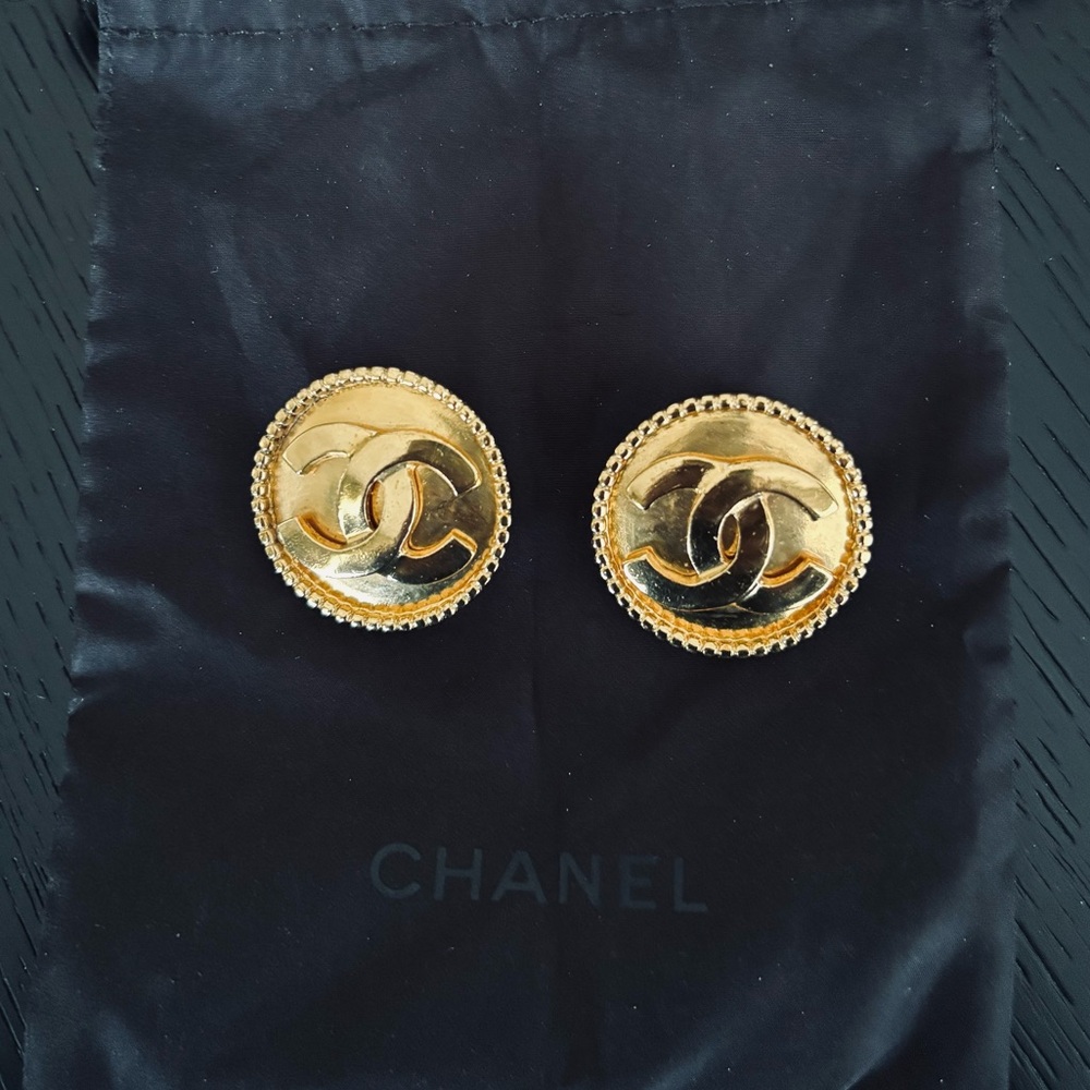 CHANEL Gold Logo Earrings - Picture 8 of 11